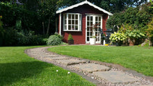 GreenThumb Lichfield wendy house, green lawn and path
